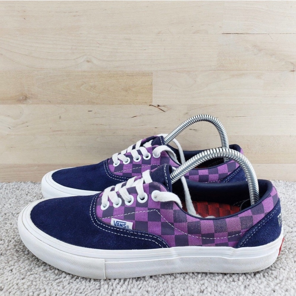 VANS Era Pro Baker Kader Men's Size 7 Purple Blue Checkered Shoes Sneakers